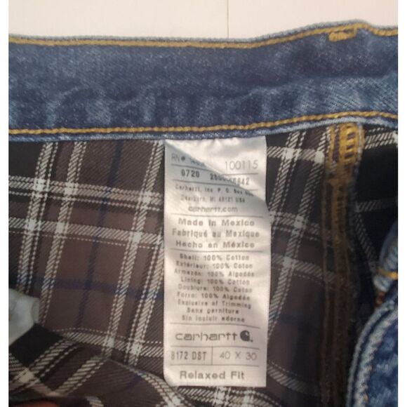Carhartt Flannel Lined Blue Jeans 40X30 Made In MEXICO Medium Wash - Picture 4 of 6